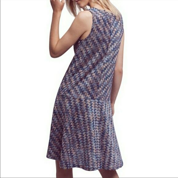 ANTHRO MAEVE Westwater Sleeveless Hi-Low Knit V-Neck Mini Dress Blue Pink M - Picture 6 of 14